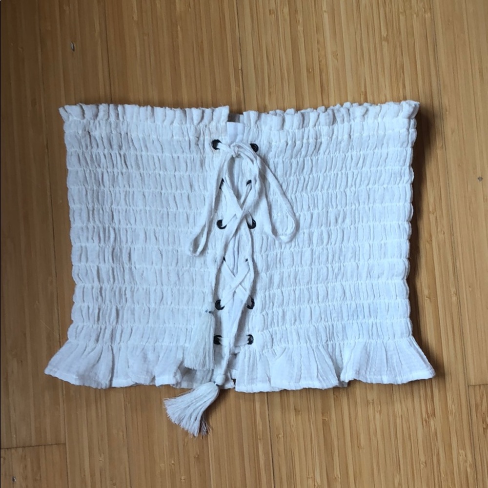 White smocked tube top